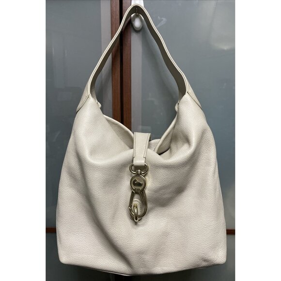 Dooney & Bourke Belvedere XL Ivory Pebbled Leather Hobo Shoulder Hand Bag Purse - Picture 1 of 16